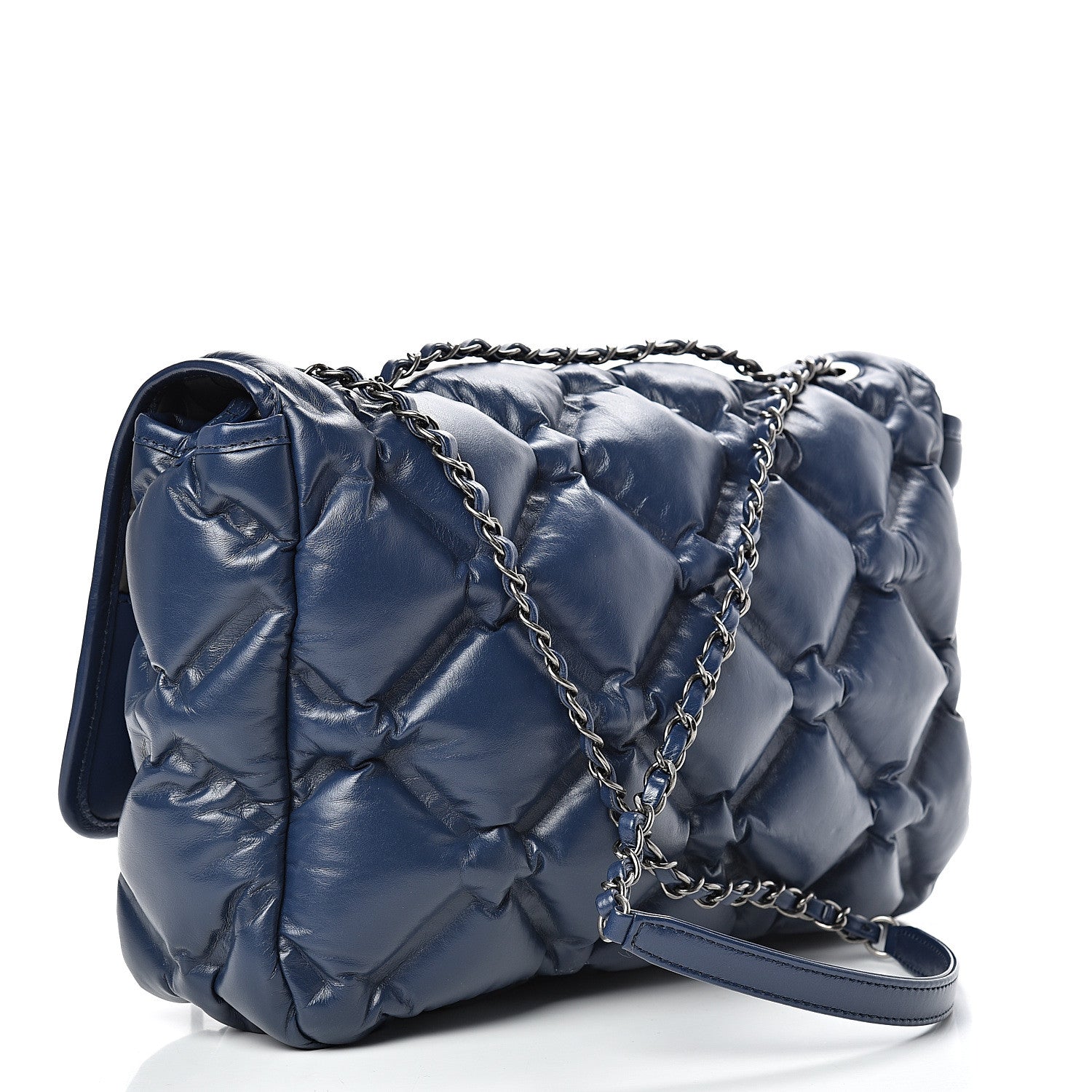Chanel Calfskin Quilted Large Chesterfield Flap Navy 3 of 16