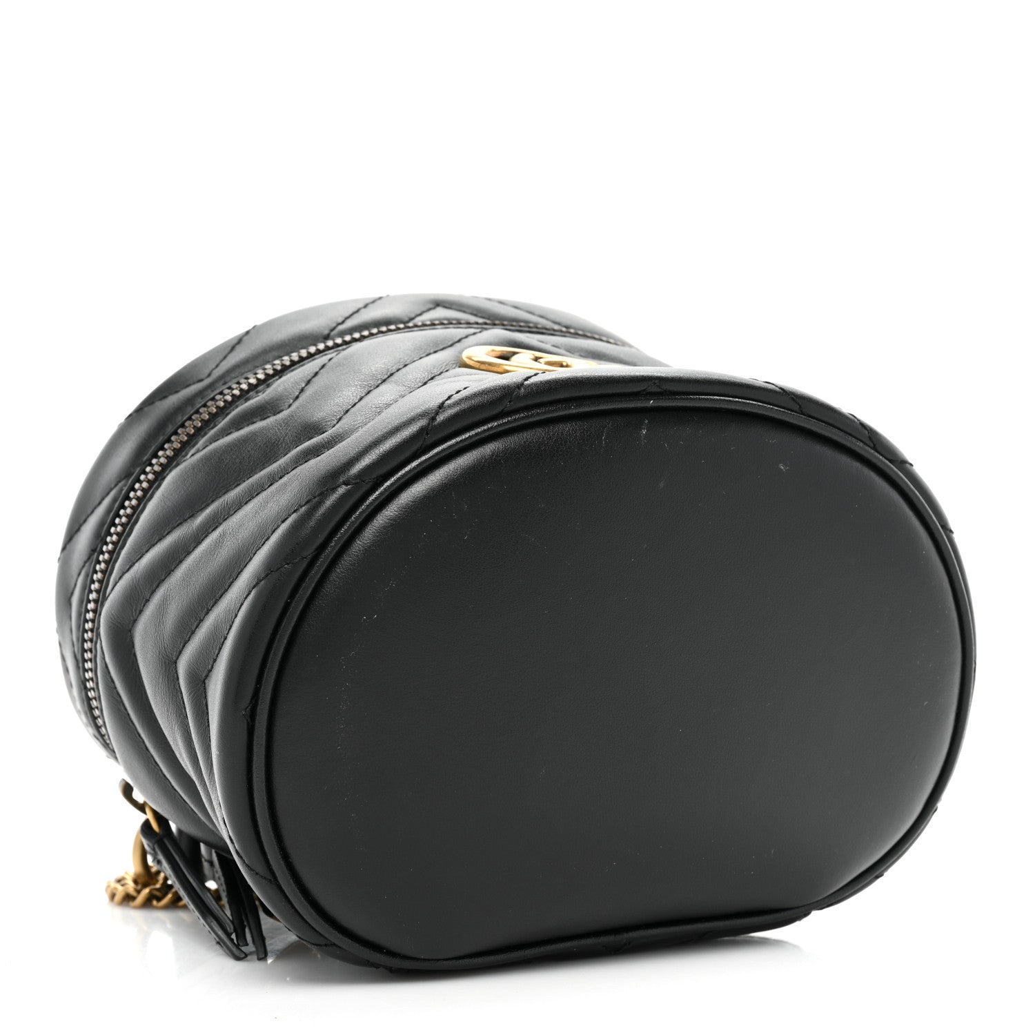 Gucci Calfskin Matelasse Mini GG Marmont Round Backpack Black 4 of 10