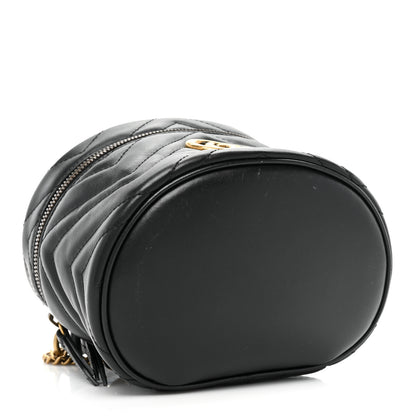 Gucci Calfskin Matelasse Mini GG Marmont Round Backpack Black 4 of 10