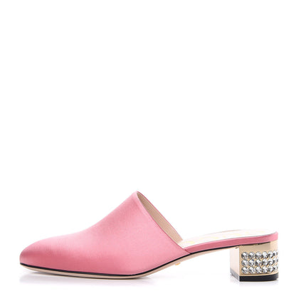 Gucci Silk Satin Crystal Embellished Bow Mules 38 Peonia 1 of 10