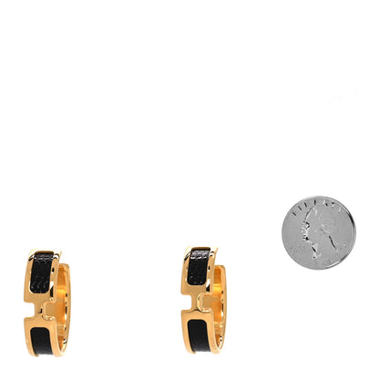 Hermes Lizard Olympe Earrings Black 2 of 5