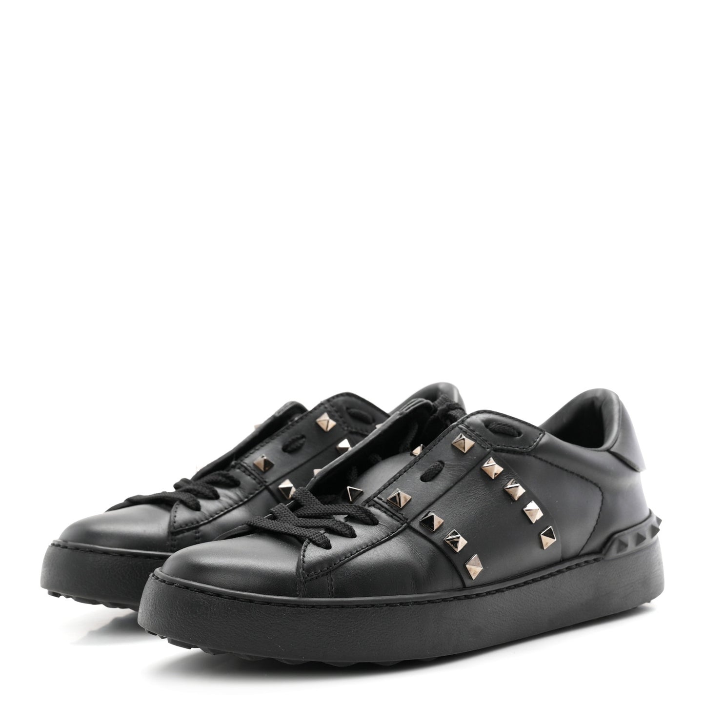 Calfskin Rockstud Untitled Open Sneakers 39 Black
