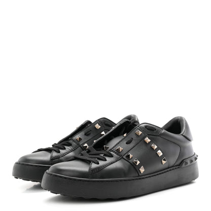 Valentino Garavani Calfskin Rockstud Untitled Open Sneakers 39 Black 4 of 10