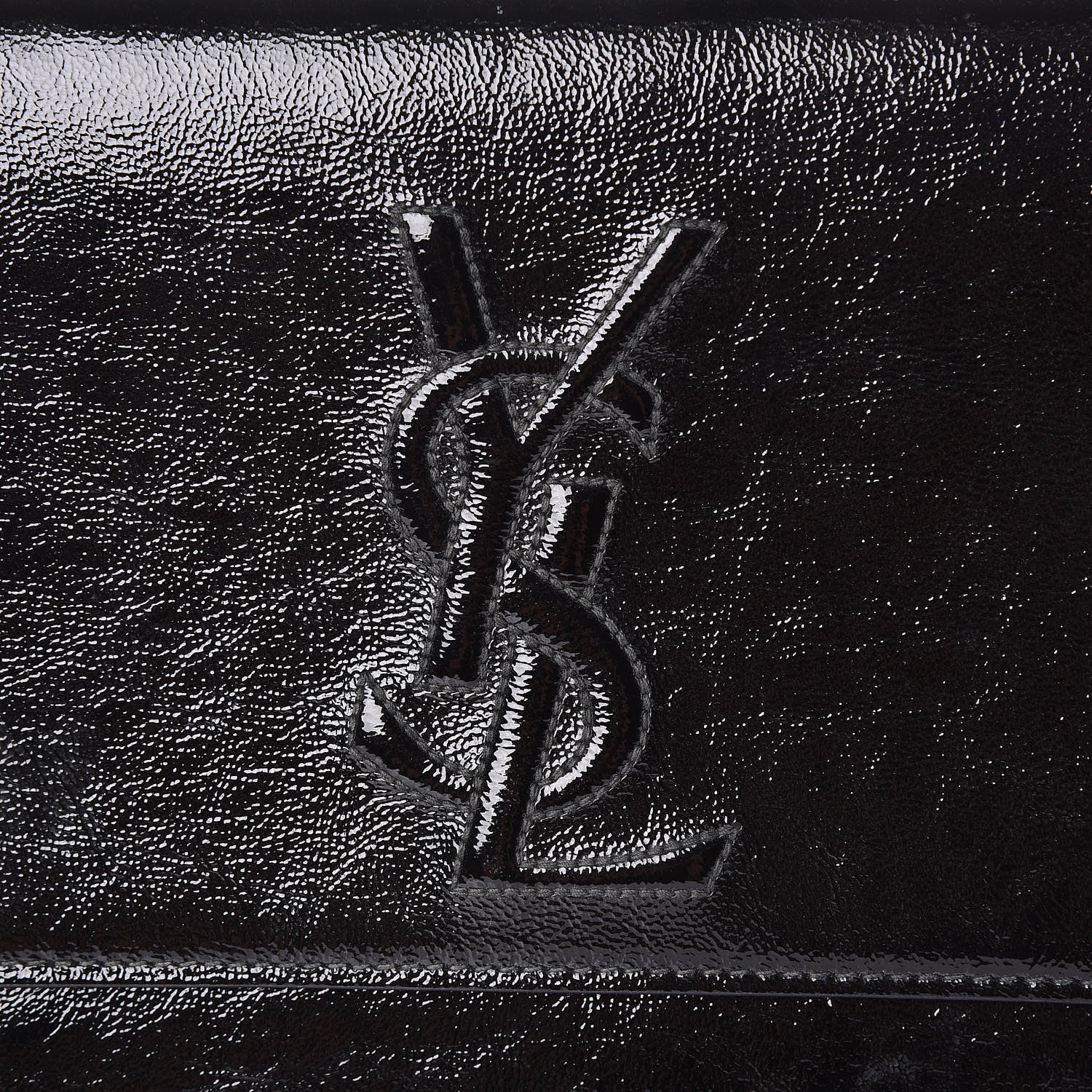 Saint Laurent Textured Patent Monogram Large Belle De Jour Clutch Black 7 of 9