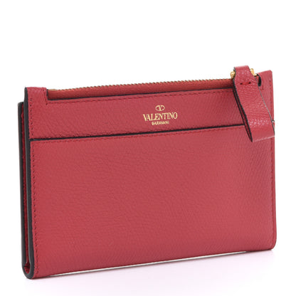 Valentino Garavani Grained Calfskin VLogo Coin Case Card Holder Rouge Pur 3 of 6