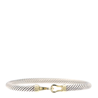 David Yurman Sterling Silver 14K Yellow Gold 5mm Cable Classic Buckle Bracelet 1 of 4