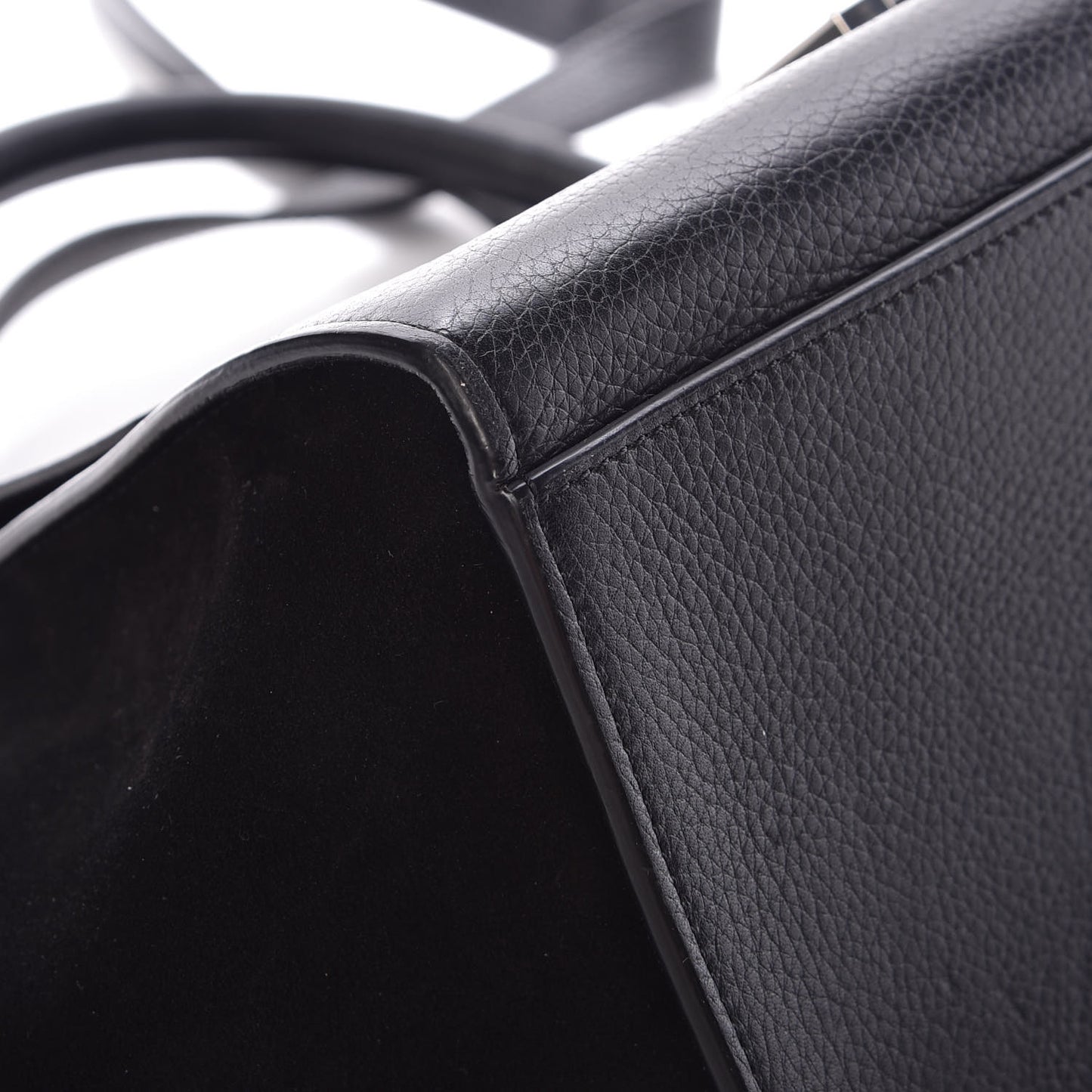 Drummed Calfskin Suede Small Trapeze Black