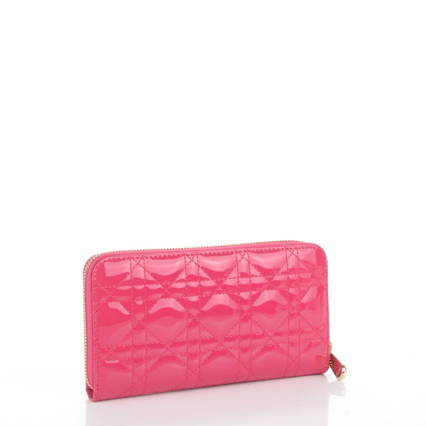 Patent Cannage Lady Dior Continental Wallet Pink