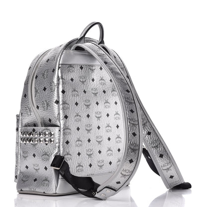 MCM Metallic Visetos Medium Side Stud Stark Backpack Berlin Silver 3 of 14