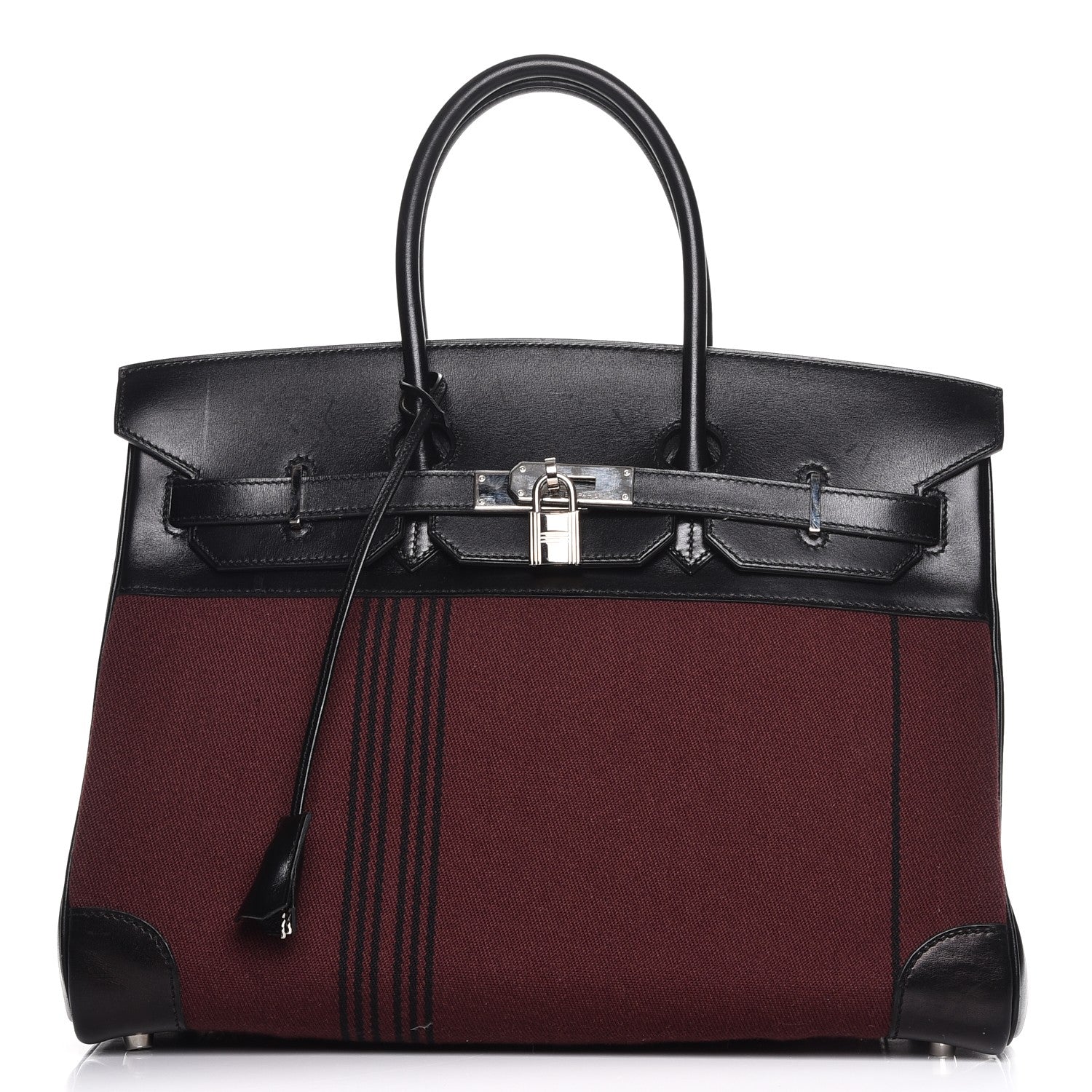 Hermes Toile Box Potamus Birkin 35 Black Rouge H 1 of 24