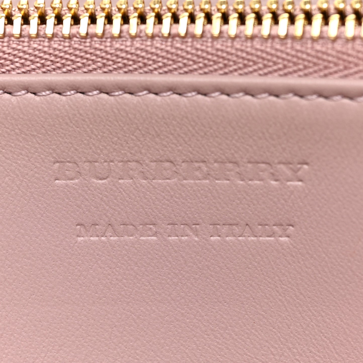 Grainy Calfskin House Check Elmore Zip Around Wallet Mauve Pink