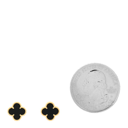 Van Cleef & Arpels 18K Yellow Gold Black Onyx Sweet Alhambra Earrings 2 of 5
