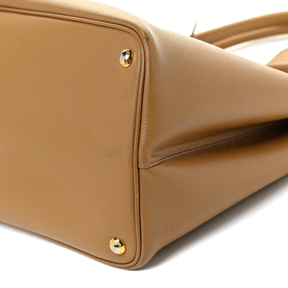 Prada Saffiano Cuir Medium Double Bag Caramel Fuoco 10 of 17