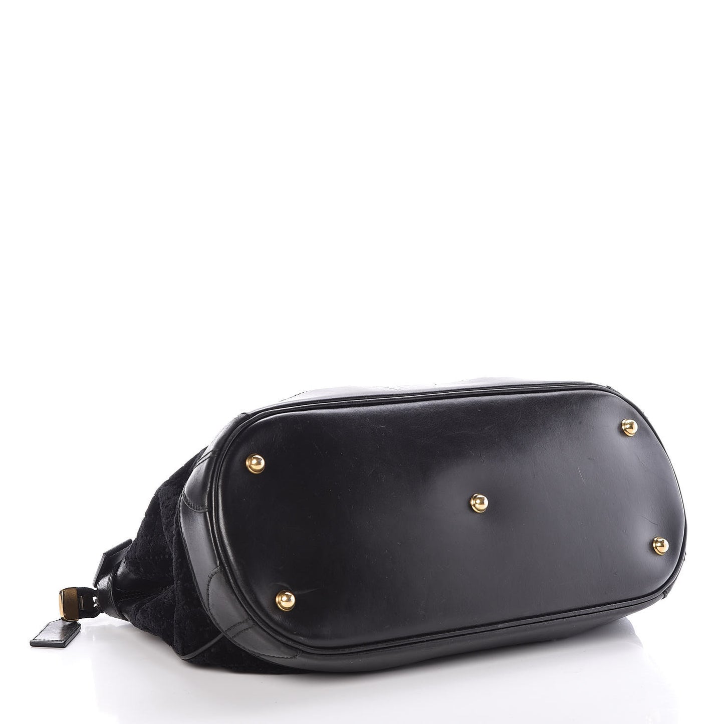 Diamante Velvet Calfskin Web Secret Top Handle Satchel Black