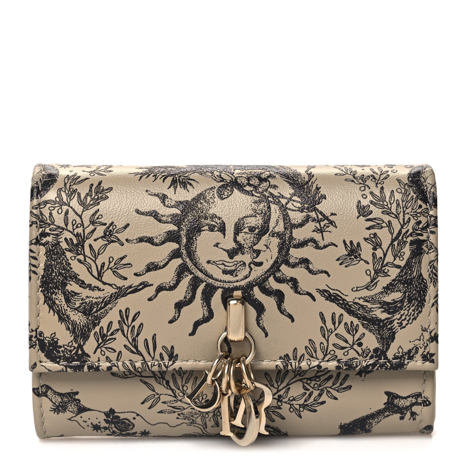 Christian Dior Calfskin Toile De Jouy Printed My Dior Wallet Glycine 1 of 9