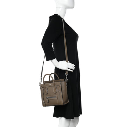 Celine Drummed Calfskin Nano Luggage Souris 2 of 11