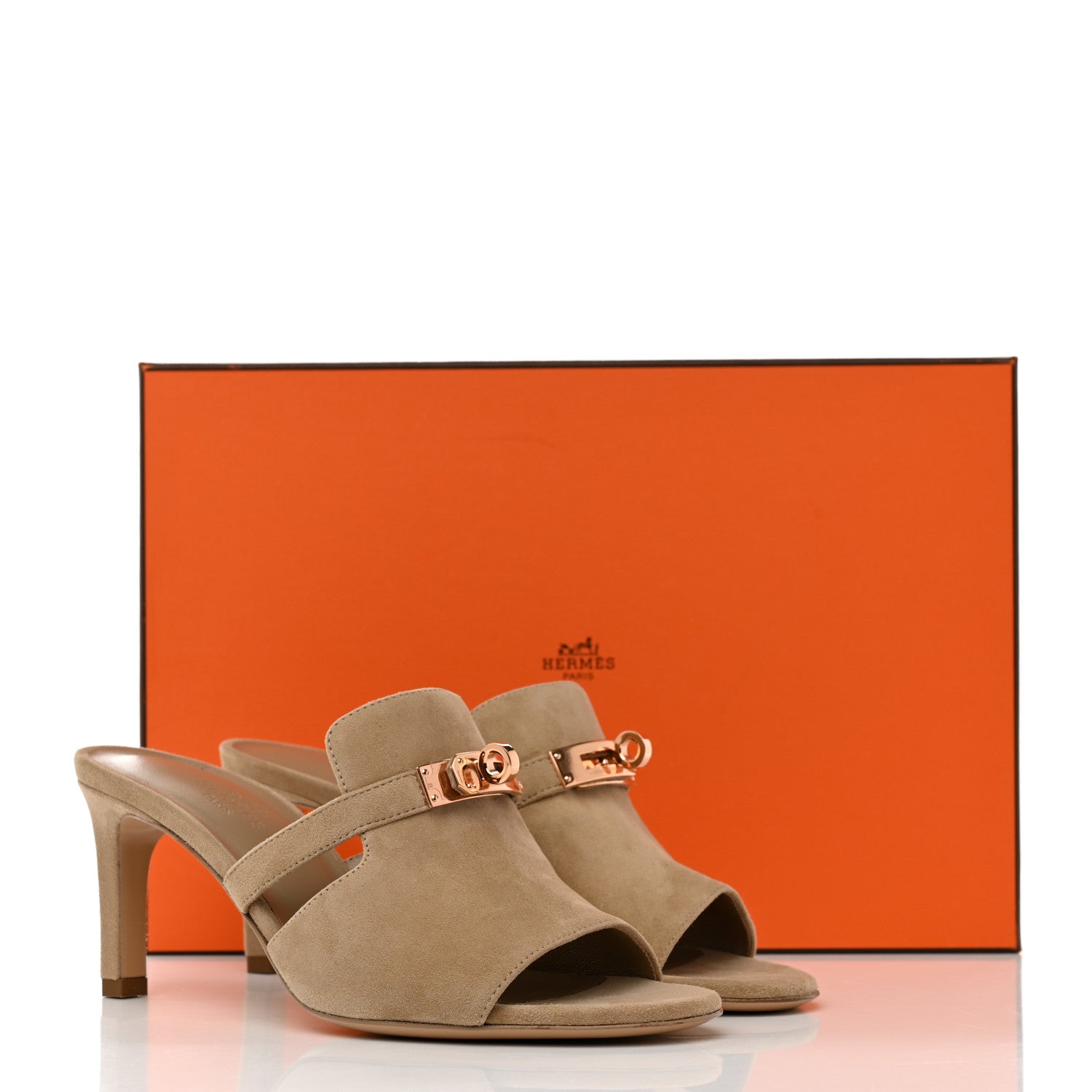 Hermes Suede Goatskin Satin Cute Sandals 36 Beige Argile 9 of 9