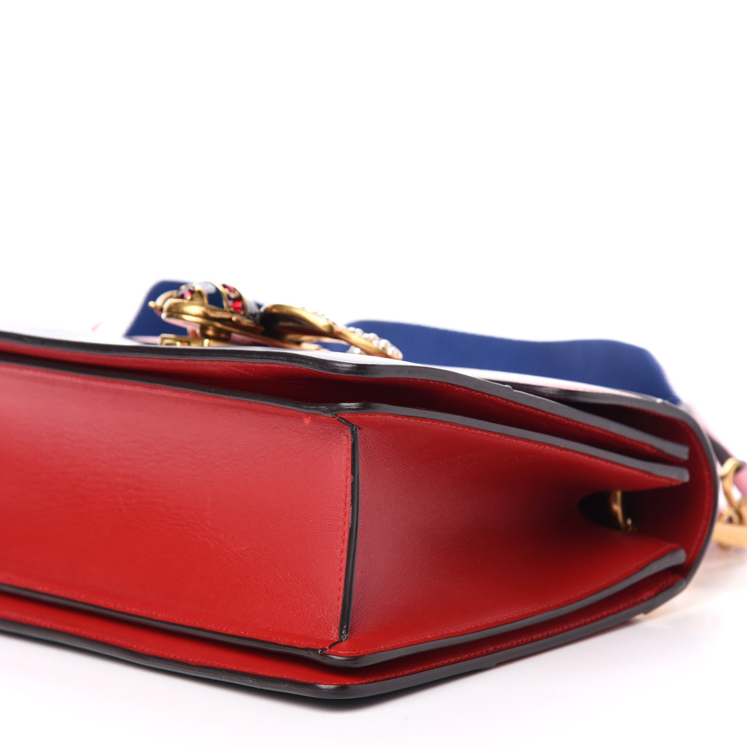 Gucci Calfskin Sylvie Web Small Queen Margaret Top Handle Bag Blue Agata Hibiscus Red Mystic White Sugar Pink 11 of 13