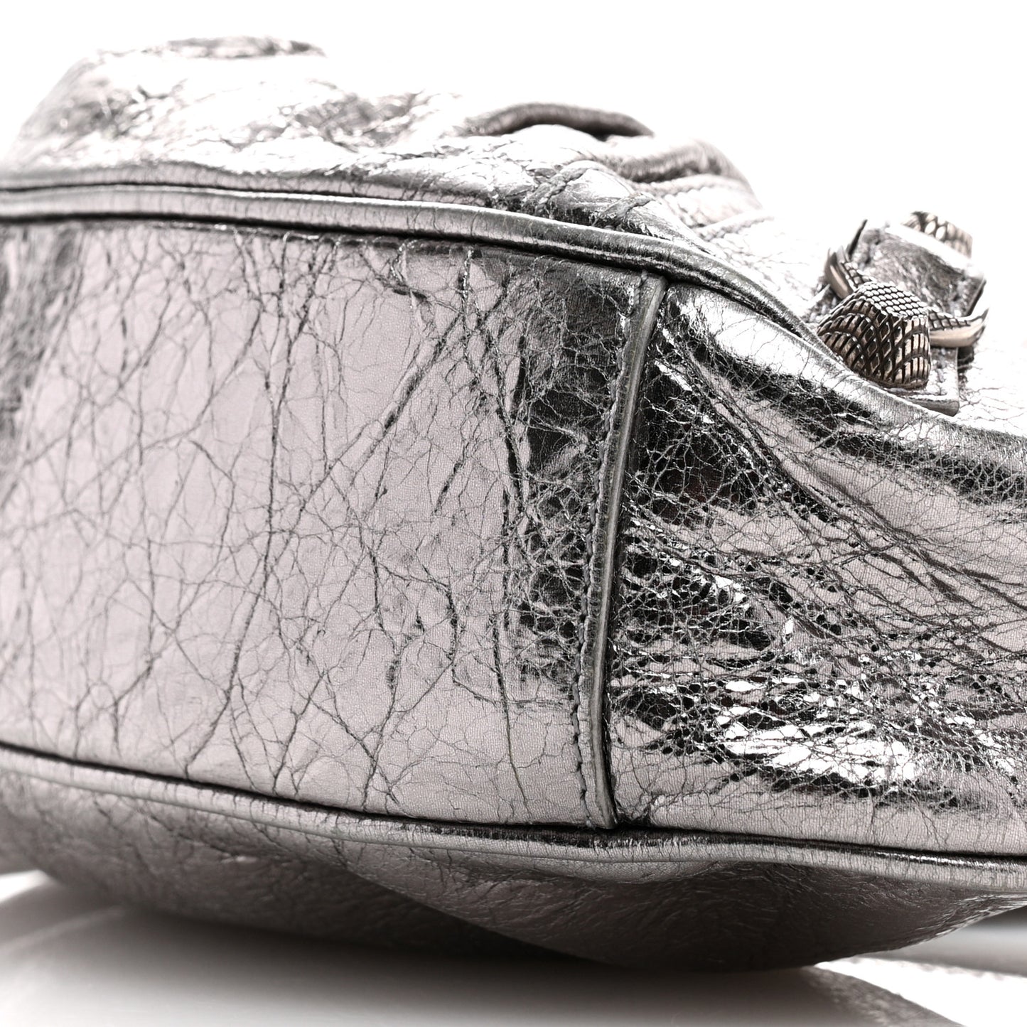 Metallic Agneau Arena Le Cagole Shoulder Bag XS Silver