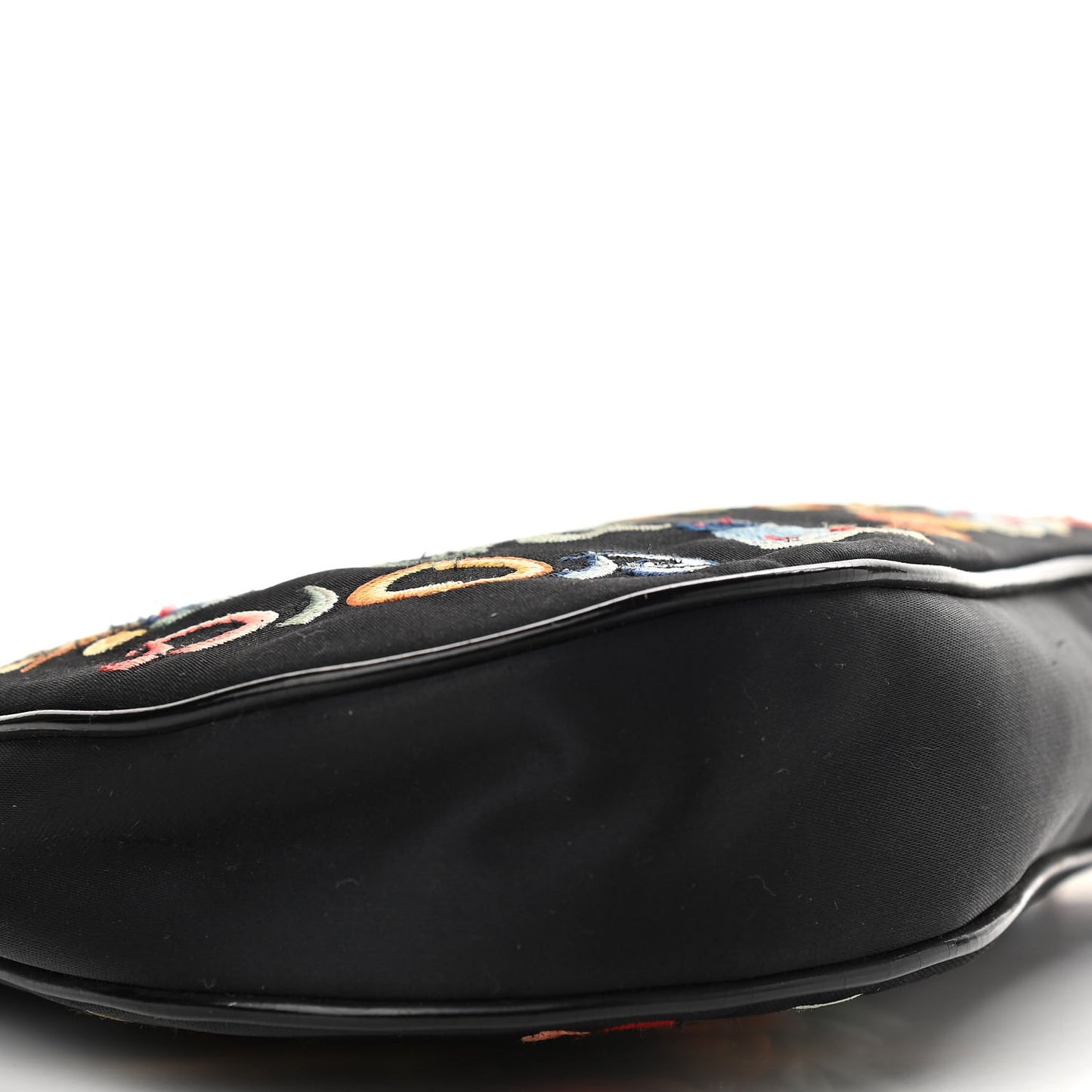 Satin Embroidered Koi Saddle Bag Black