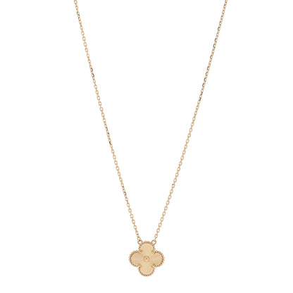 Van Cleef & Arpels 18K Yellow Gold Guilloche Vintage Alhambra Pendant Necklace 1 of 5