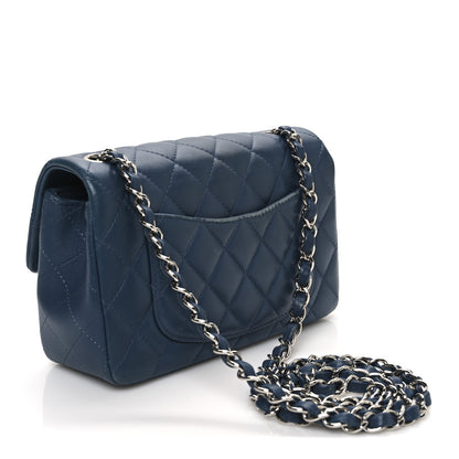 Chanel Lambskin Quilted Mini Rectangular Flap Blue 3 of 13