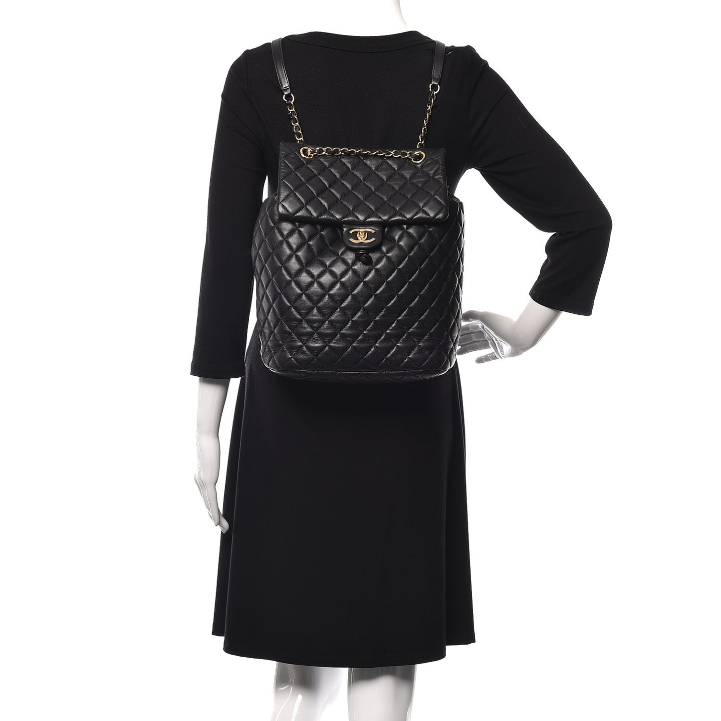 Lambskin Quilted Large Urban Spirit Backpack Black