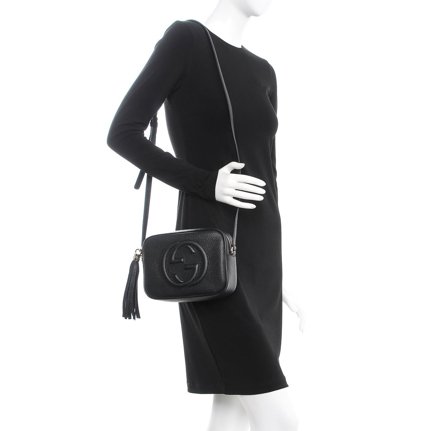 Pebbled Calfskin Small Soho Disco Bag Black