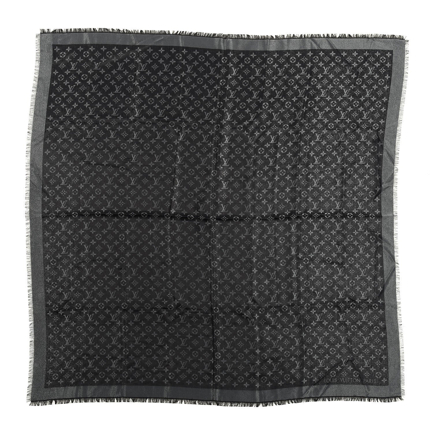 Louis Vuitton Silk Lurex Wool Monogram Shine Shawl Black 1 of 4