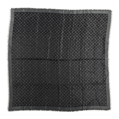 Louis Vuitton Silk Lurex Wool Monogram Shine Shawl Black 1 of 4