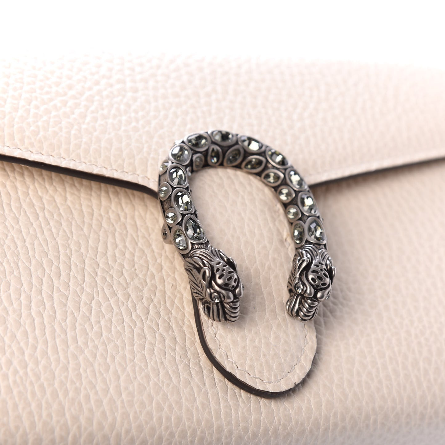Dollar Calfskin Mini Dionysus Chain Wallet Mystic White