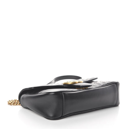Gucci Calfskin Matelasse Small GG Marmont Shoulder Bag Black 3 of 7