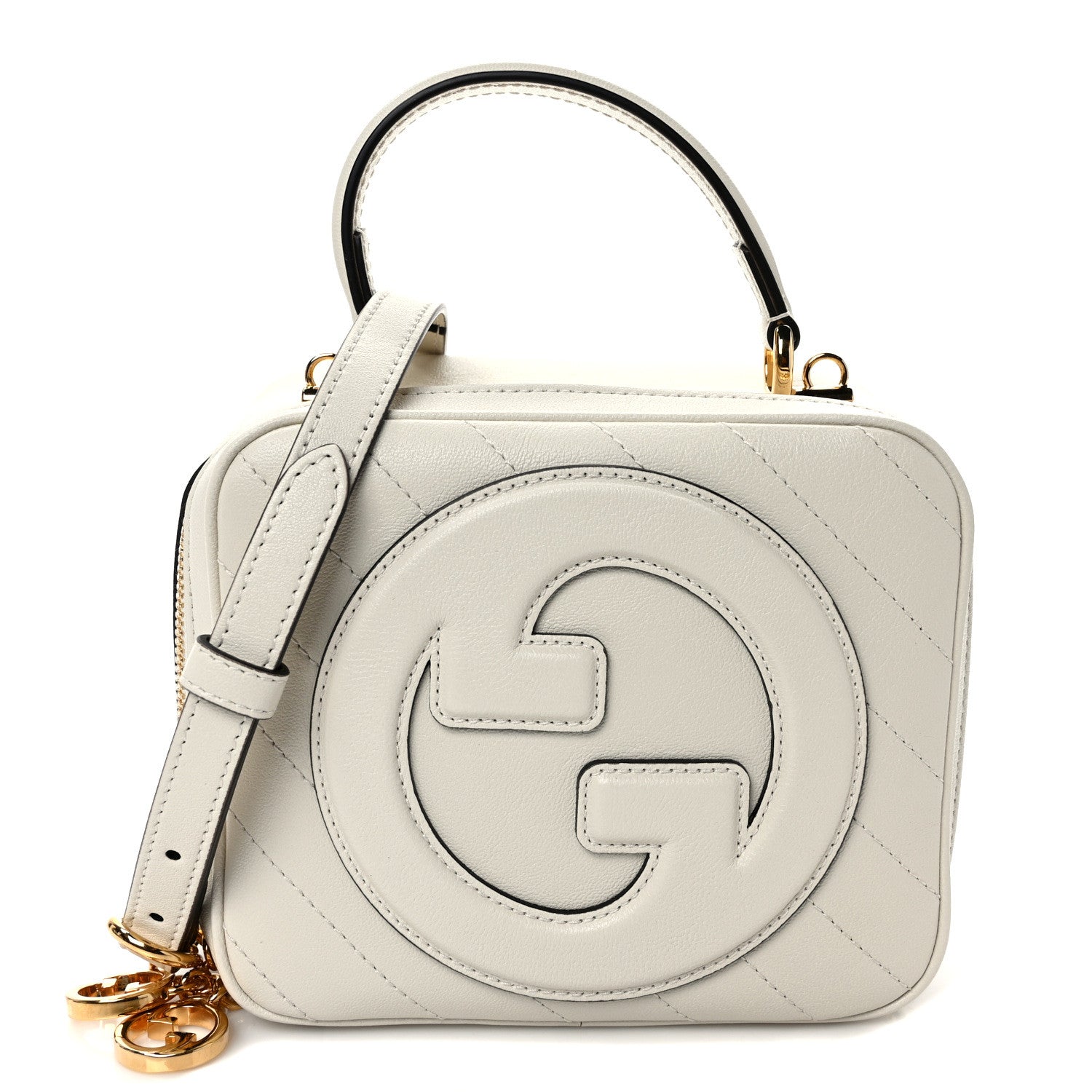 Gucci Sakai Be Green Calfskin Diagonal Stitched Blondie Top Handle Bag Mystic White 1 of 8