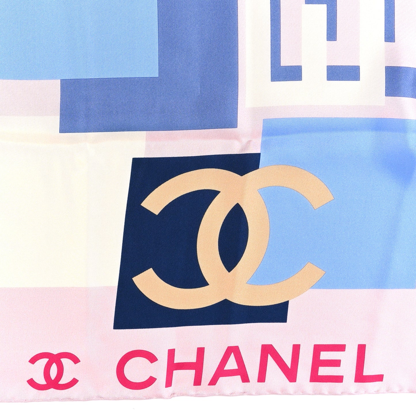 Silk CC Square Scarf Pink Blue