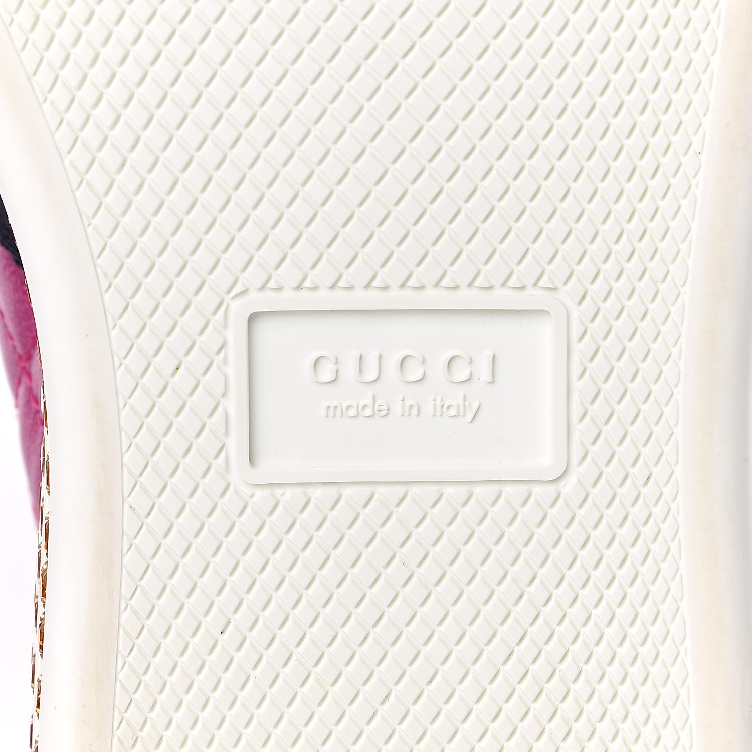 Gucci Laminated Nappa Crystal Web Bee Embroidered Trapuntata Womens Ace Platform Sneakers 38 Fuxia 6 of 10