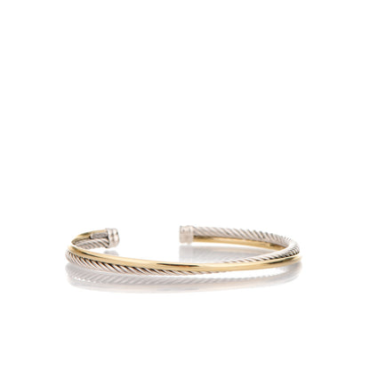 David Yurman Sterling Silver 18K Yellow Plated Gold 5mm Crossover Cuff 3 of 5
