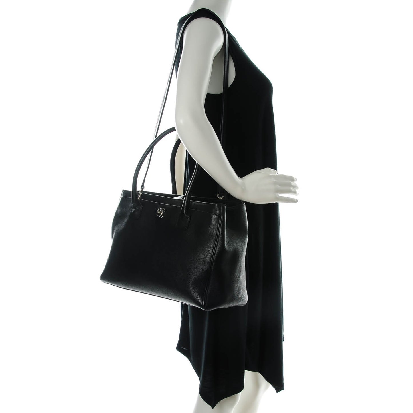 Calfskin Cerf Executive Shopper Tote Black