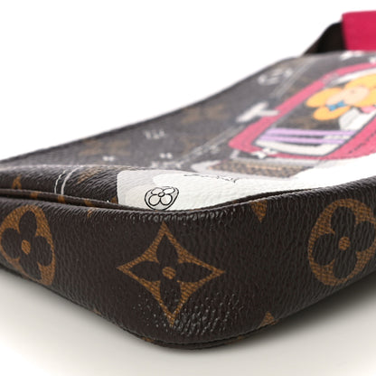 Louis Vuitton Monogram 2019 Christmas Animation Mini Courchevel Pochette Accessories Fuchsia 9 of 11