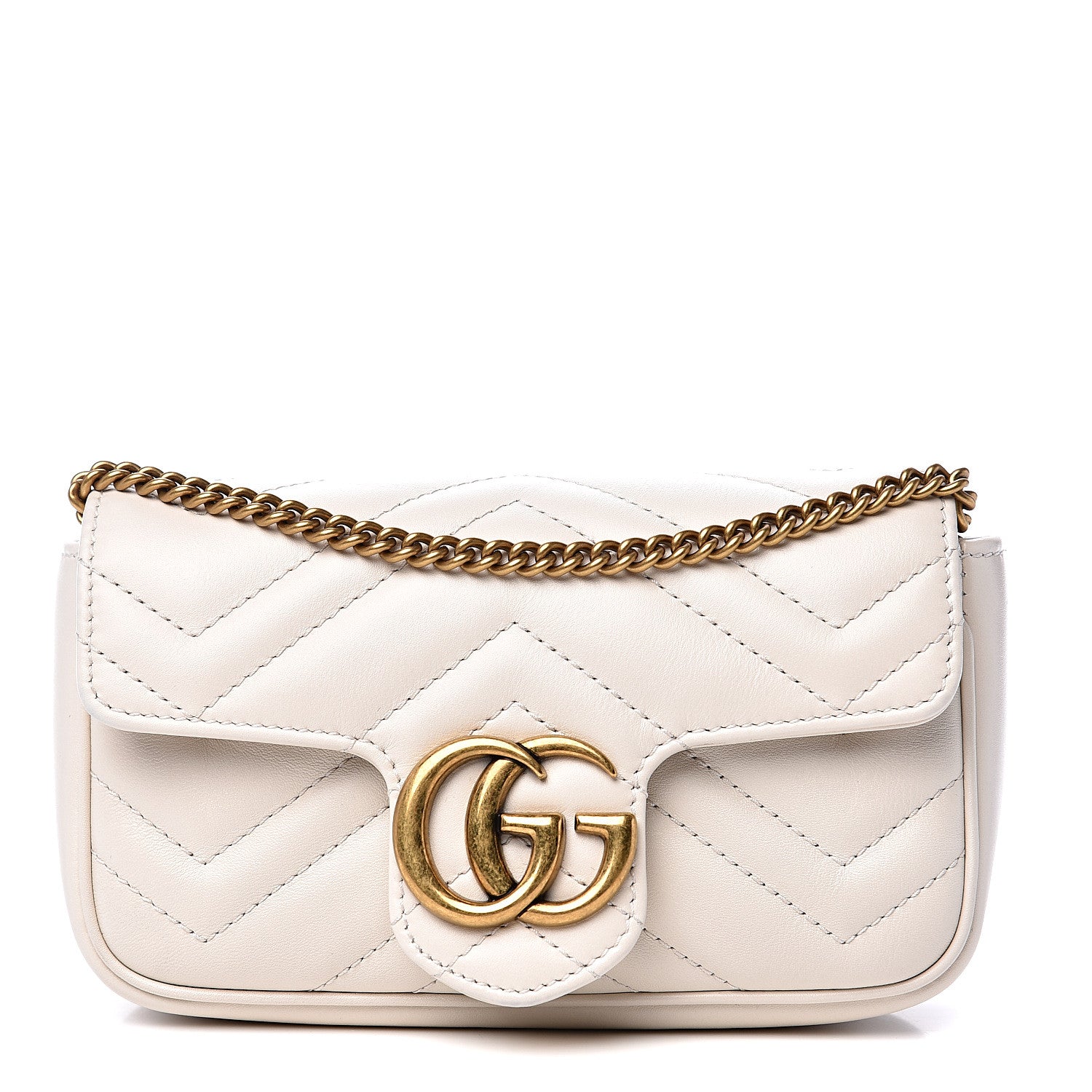 Gucci Calfskin Matelasse Super Mini GG Marmont Shoulder Bag White 1 of 11
