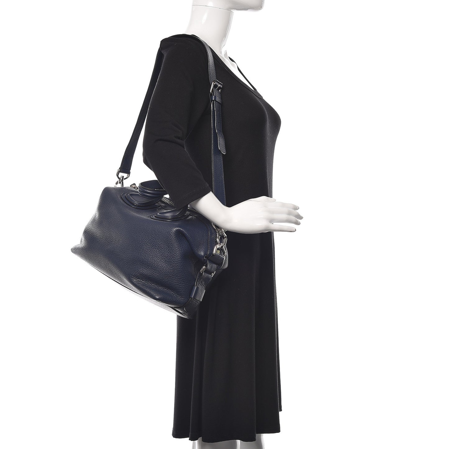 Pebbled Calfskin Small Nightingale Navy