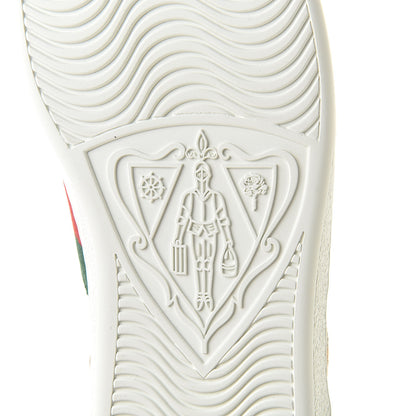 Gucci Calfskin Ayers Web Bee Star Embroidered Mens Ace Sneakers 6 White Green 9 of 11