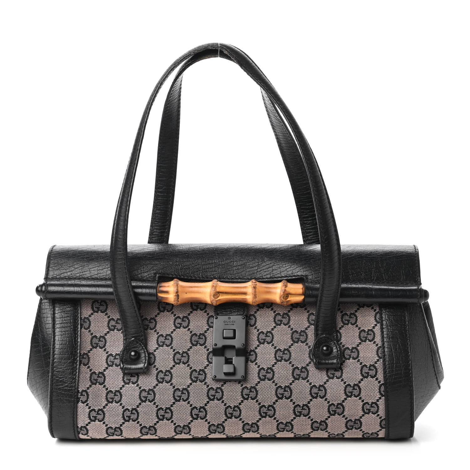 Gucci Monogram Bamboo Bullet Handbag Black 1 of 13