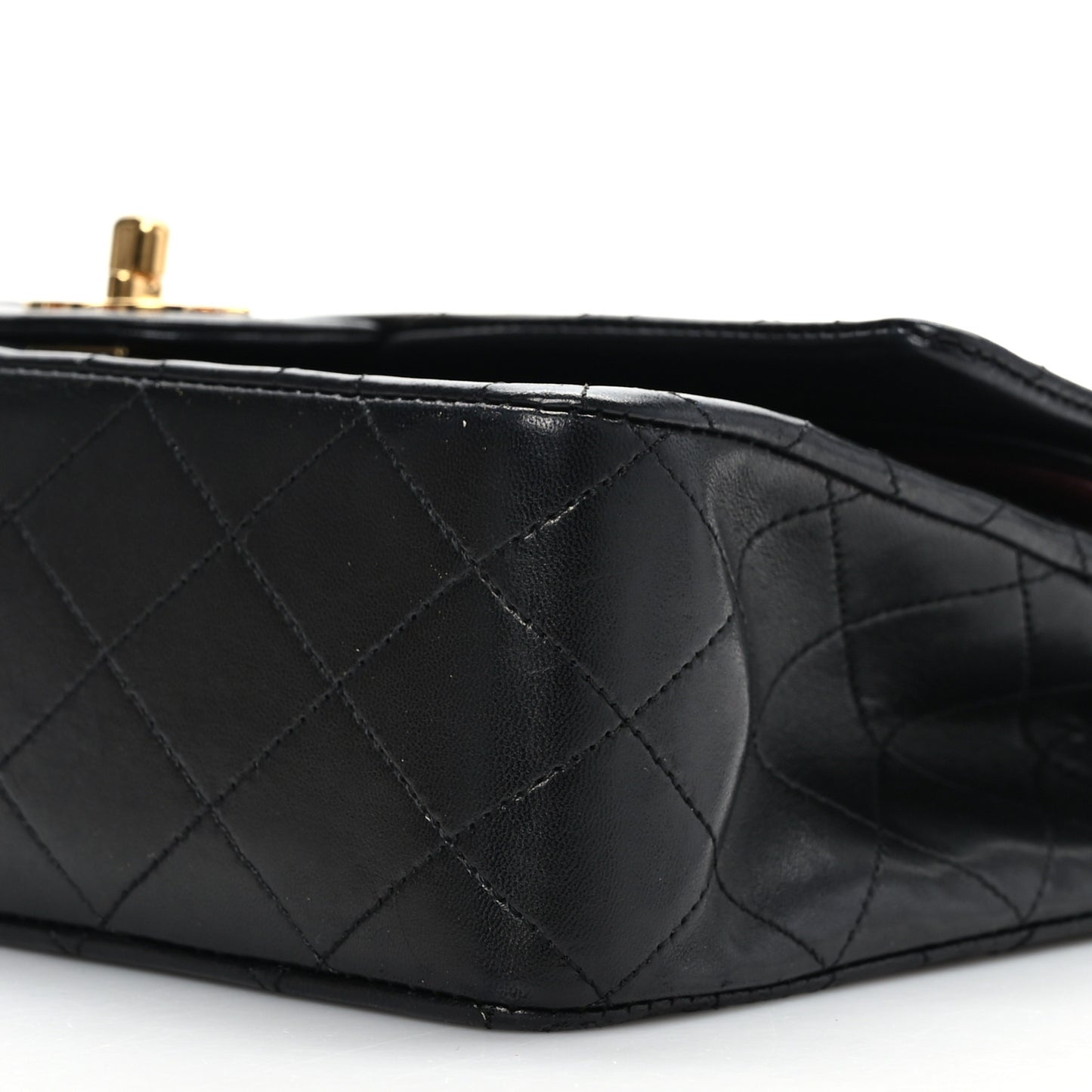 Lambskin Quilted Medium Double Flap Black
