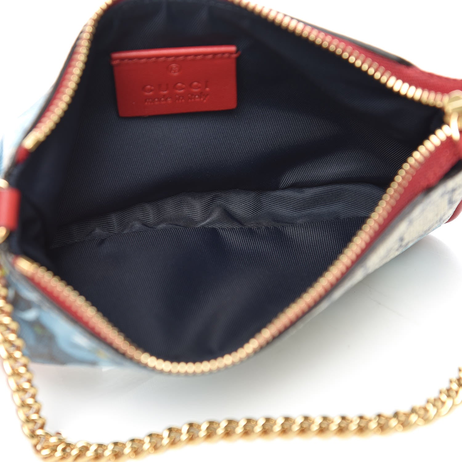Gucci GG Supreme Monogram Blooms Mini Chain Bag Beige Blue Navy Hibiscus Red 5 of 7