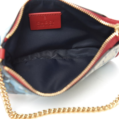 Gucci GG Supreme Monogram Blooms Mini Chain Bag Beige Blue Navy Hibiscus Red 5 of 7