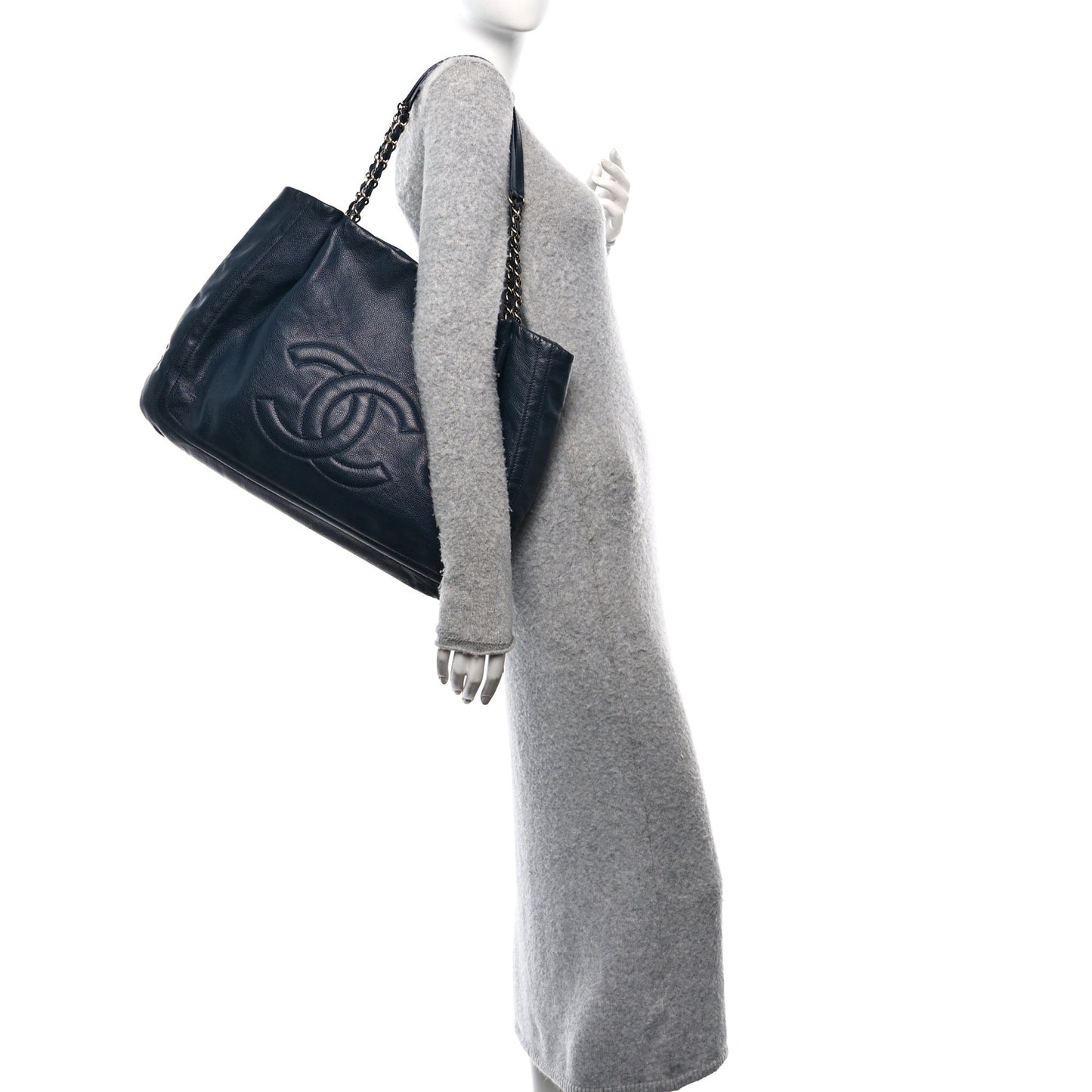 Caviar CC Timeless Shopping Tote Navy