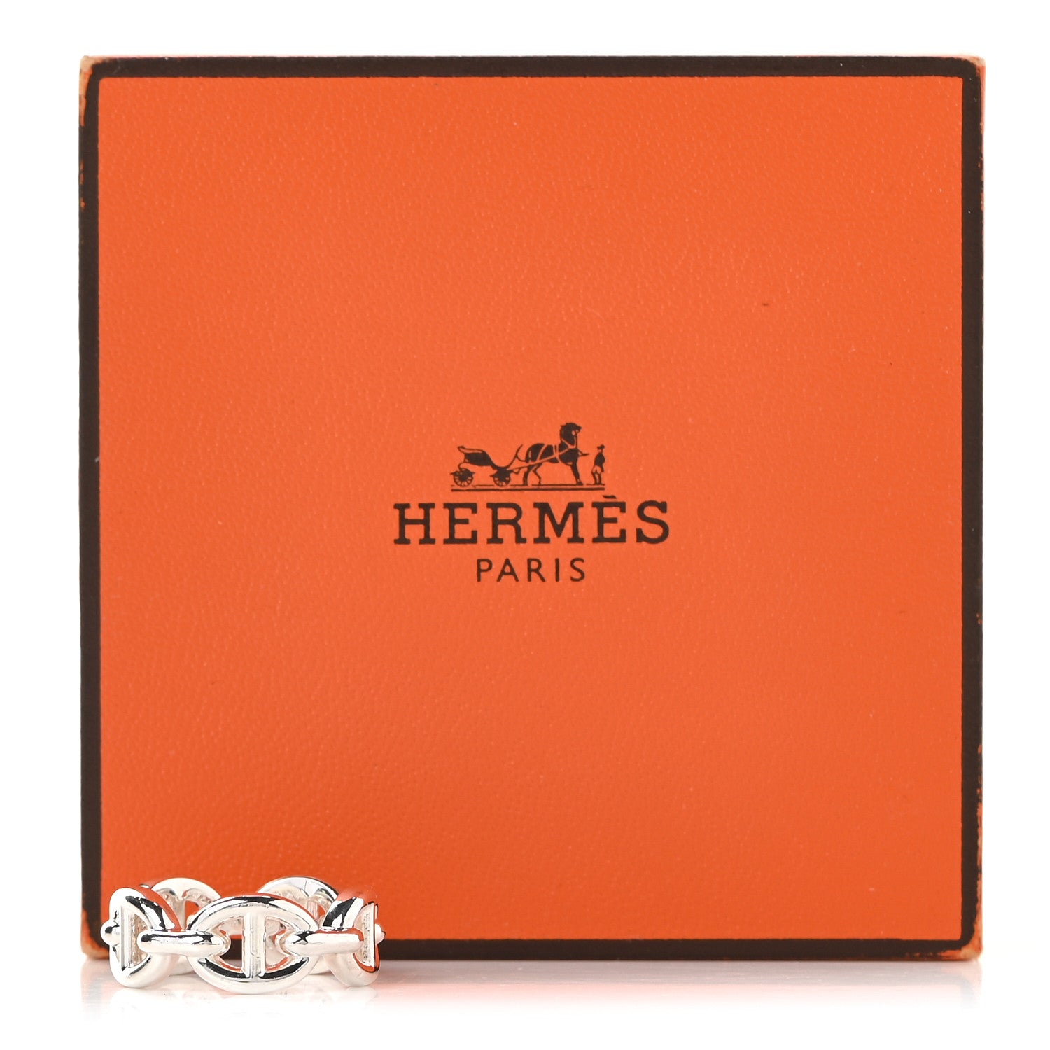 Hermes Sterling Silver PM Chaine d'Ancre Enchainee Band Ring 46 3.75 7 of 7