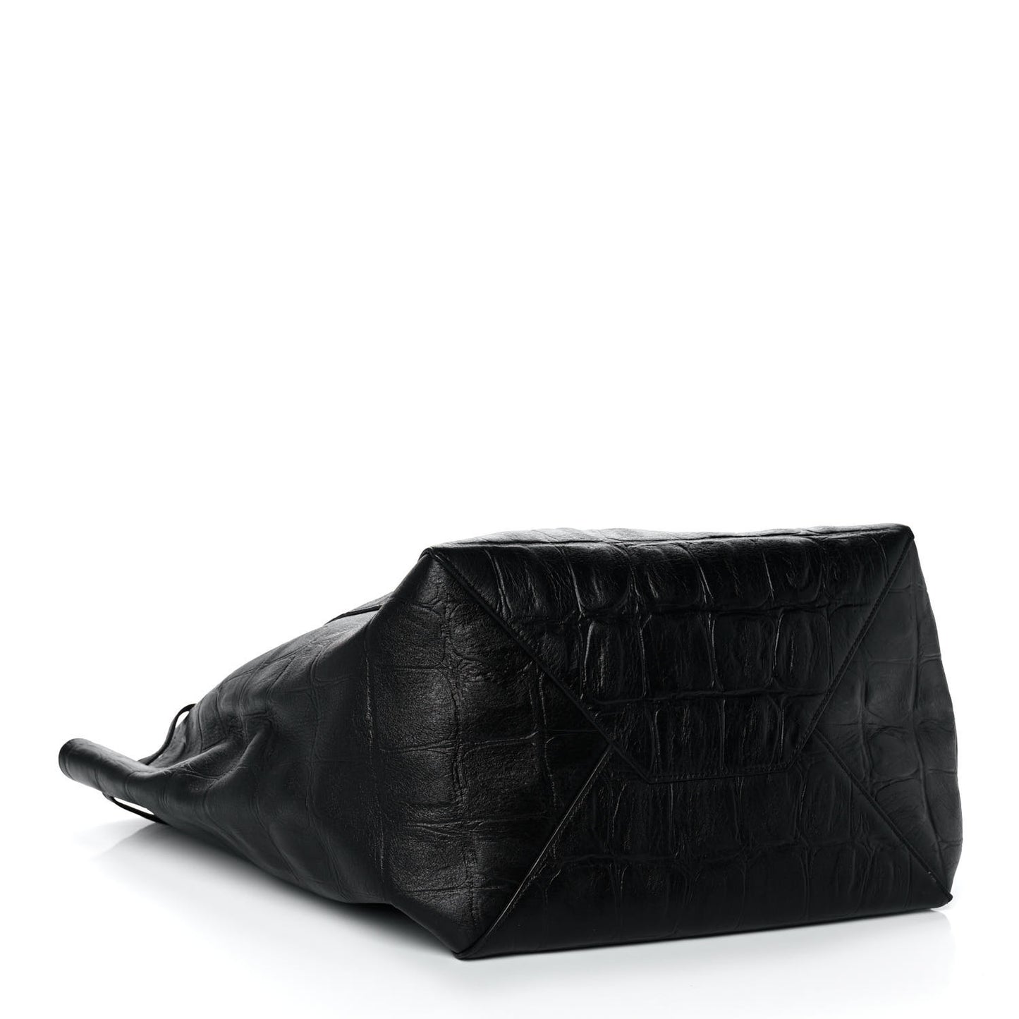 Crocodile Embossed Calfskin Medium Belt Cabas Phantom Black