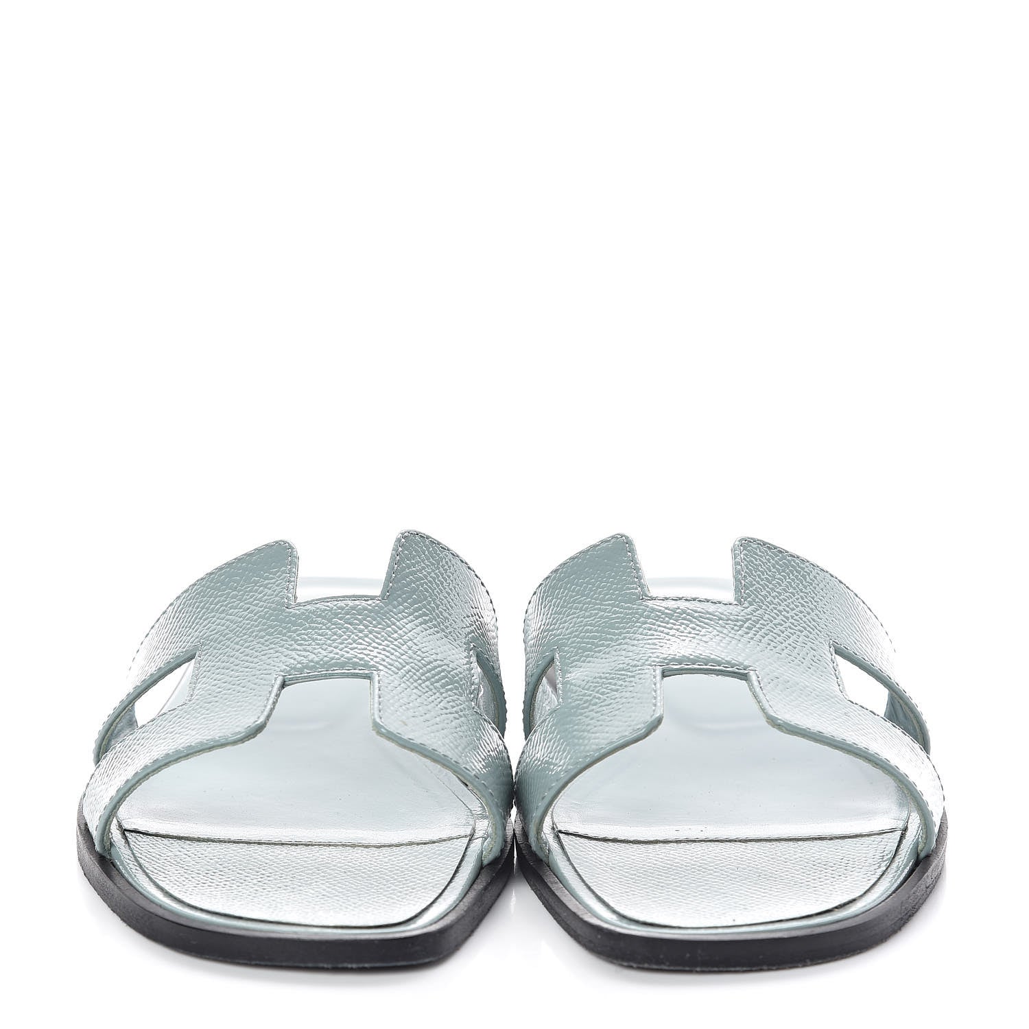 Hermes Patent Epsom Oran Sandals 37 Bleu Ciel 2 of 8