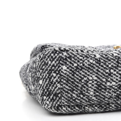 Chanel Tweed Quilted Large Chanel 19 Flap Black White 8 of 10